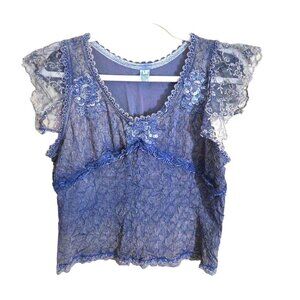 Italian Made Mixed Media Unique Lace Sequin Cropped Top Size L